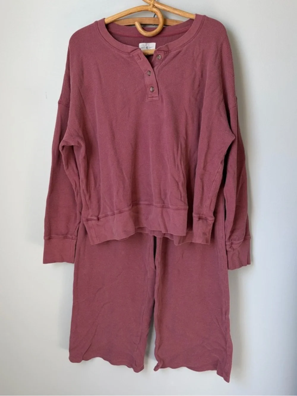 Lou & Grey Waffle Knit Matching Loungewear Set Pink